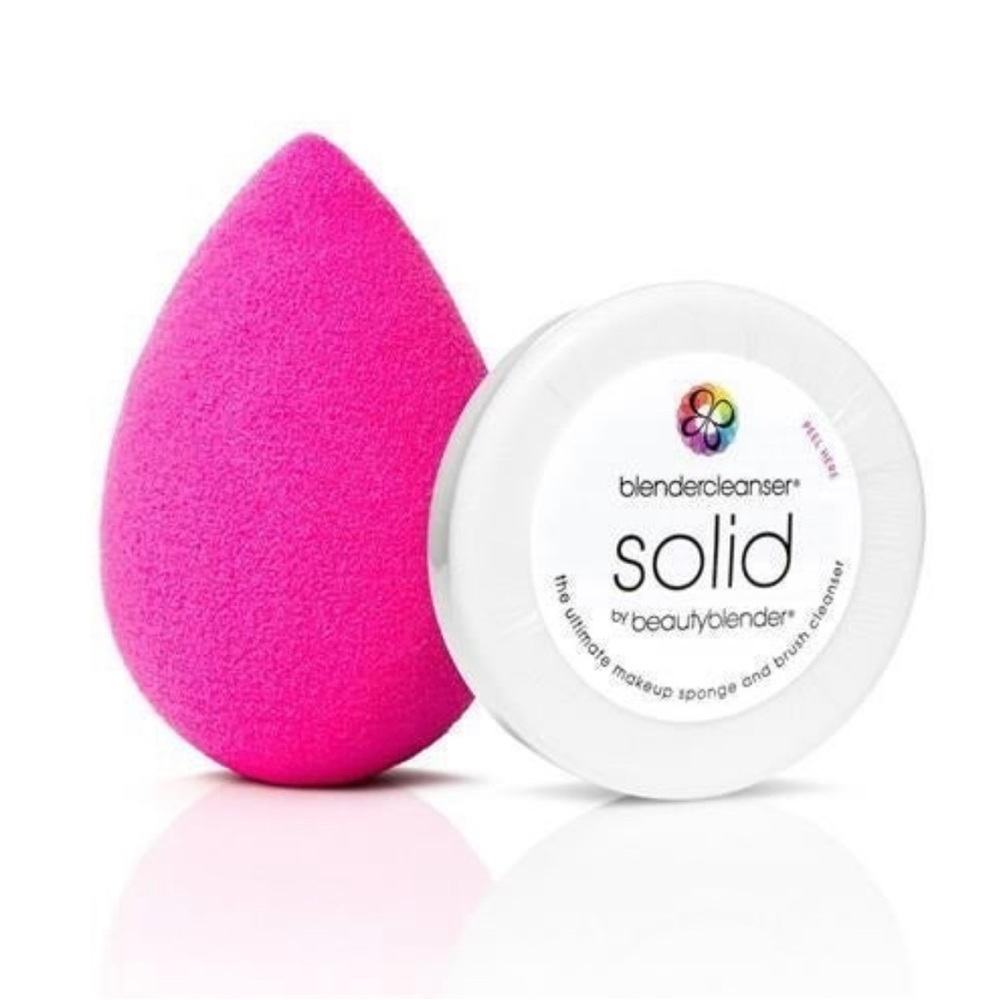 Beautyblender Original Pink + Mini Solid Cleanser Set NEW Authentic